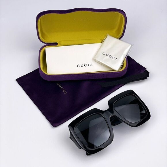 NEW Gucci  GG0053SN 001 Black Gray Oversized Square Unisex Sunglasses - Picture 8 of 14